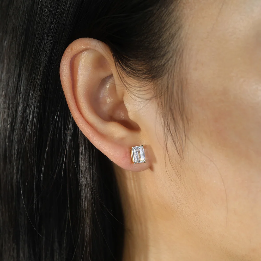 Cercei din argint cu zirconiu Emerald Auriu [3]