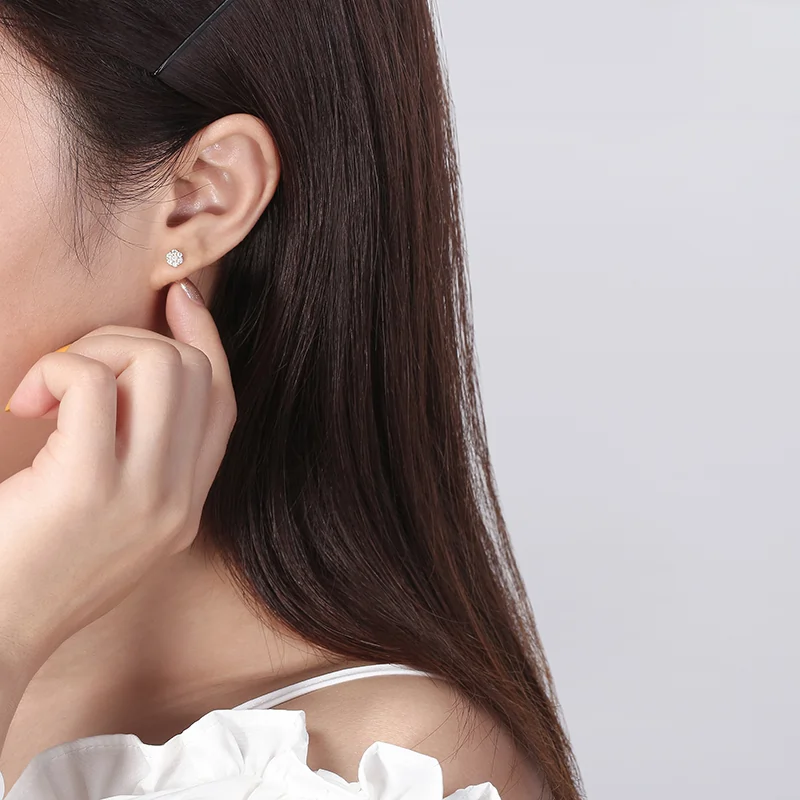 Cercei din argint cu zirconiu Fleur Auriu [5]