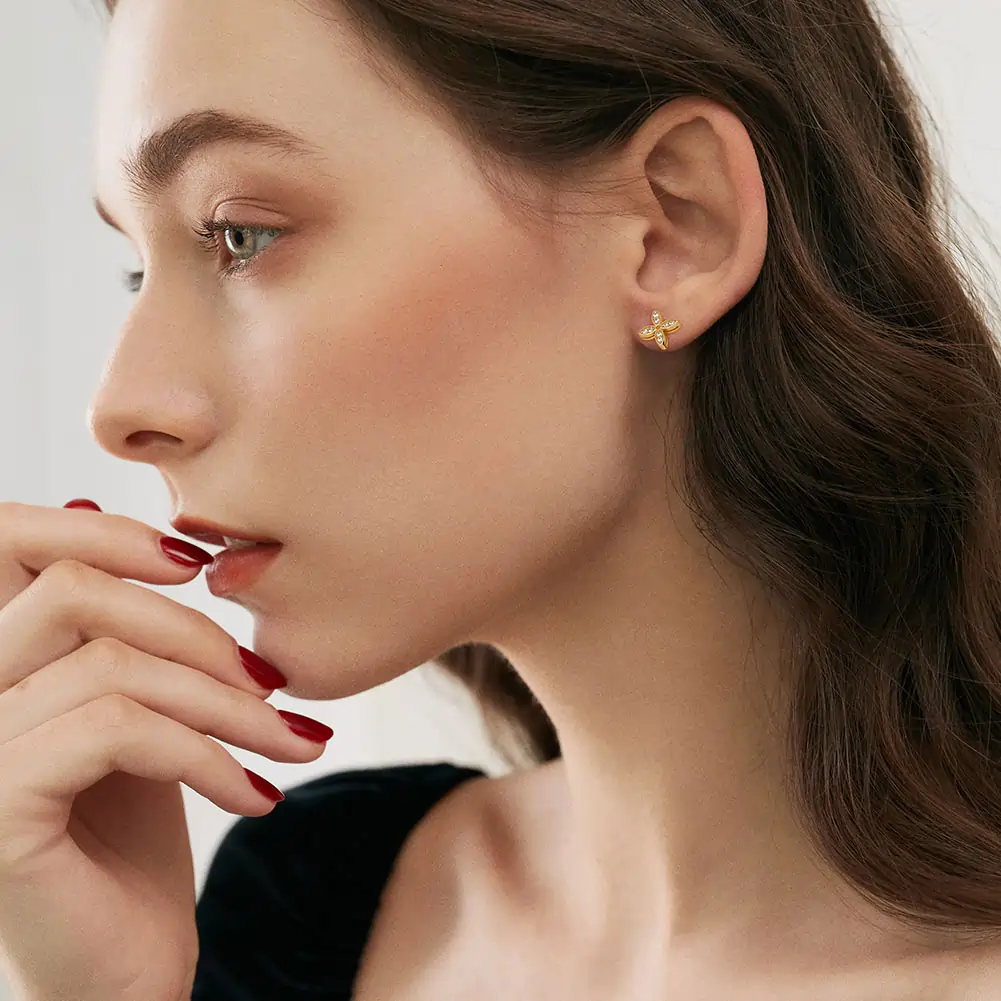 Cercei din argint cu zirconiu Fleur de Lys Argintiu [3]