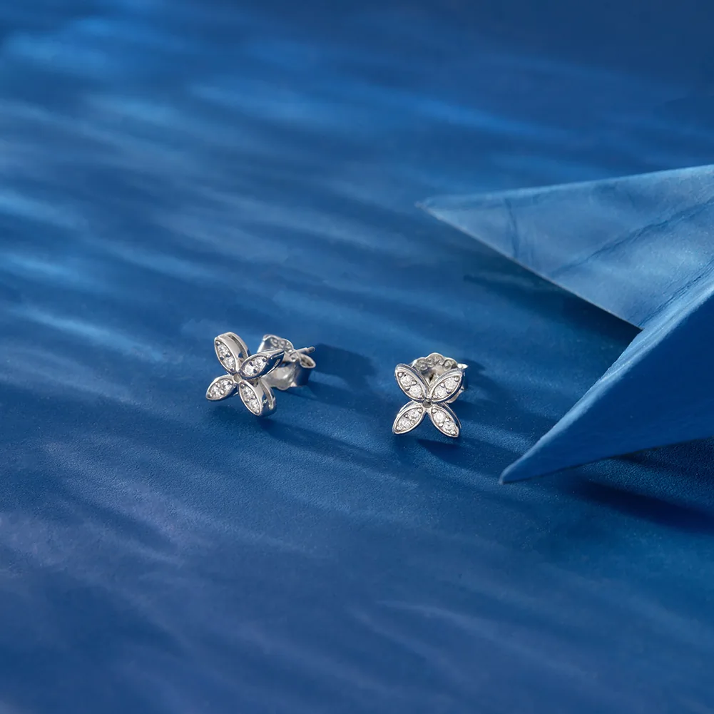 Cercei din argint cu zirconiu Fleur de Lys Argintiu [2]