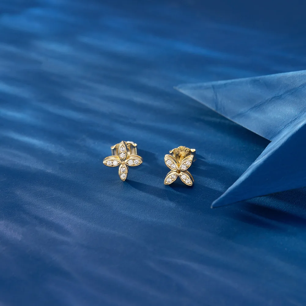 Cercei din argint cu zirconiu Fleur de Lys Auriu NURIA [2]