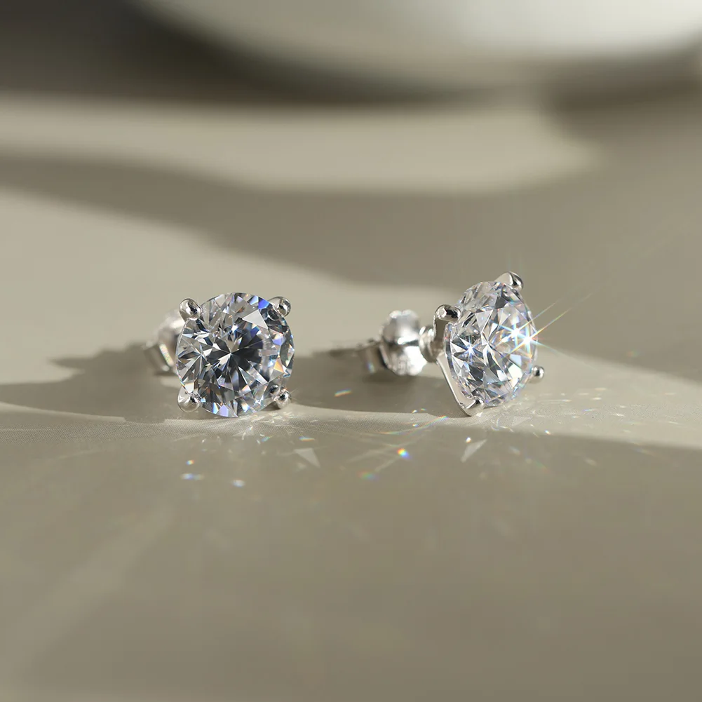 Cercei din argint cu zirconiu Luna Argintiu [2]