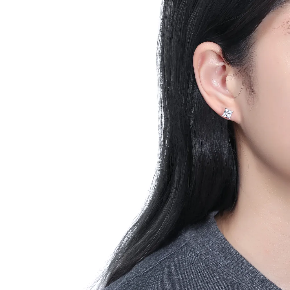 Cercei din argint cu zirconiu Square Argintiu NURIA [3]