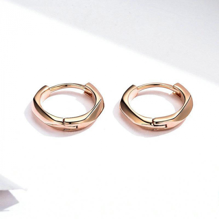 Cercei din argint Edge Hoop Rose Gold [3]