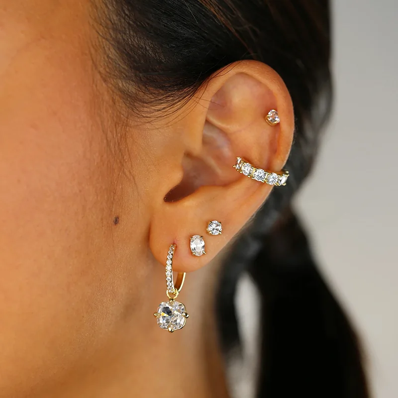 Cercei din Argint Elegant Drop Sparkle Hoops [3]