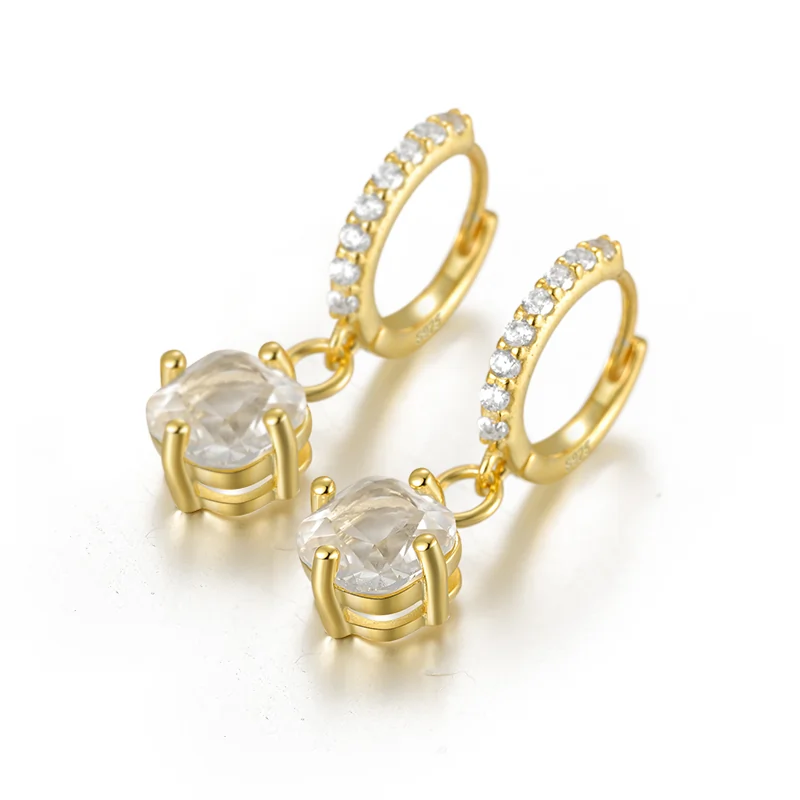 Cercei din Argint Elegant Drop Sparkle Hoops [2]