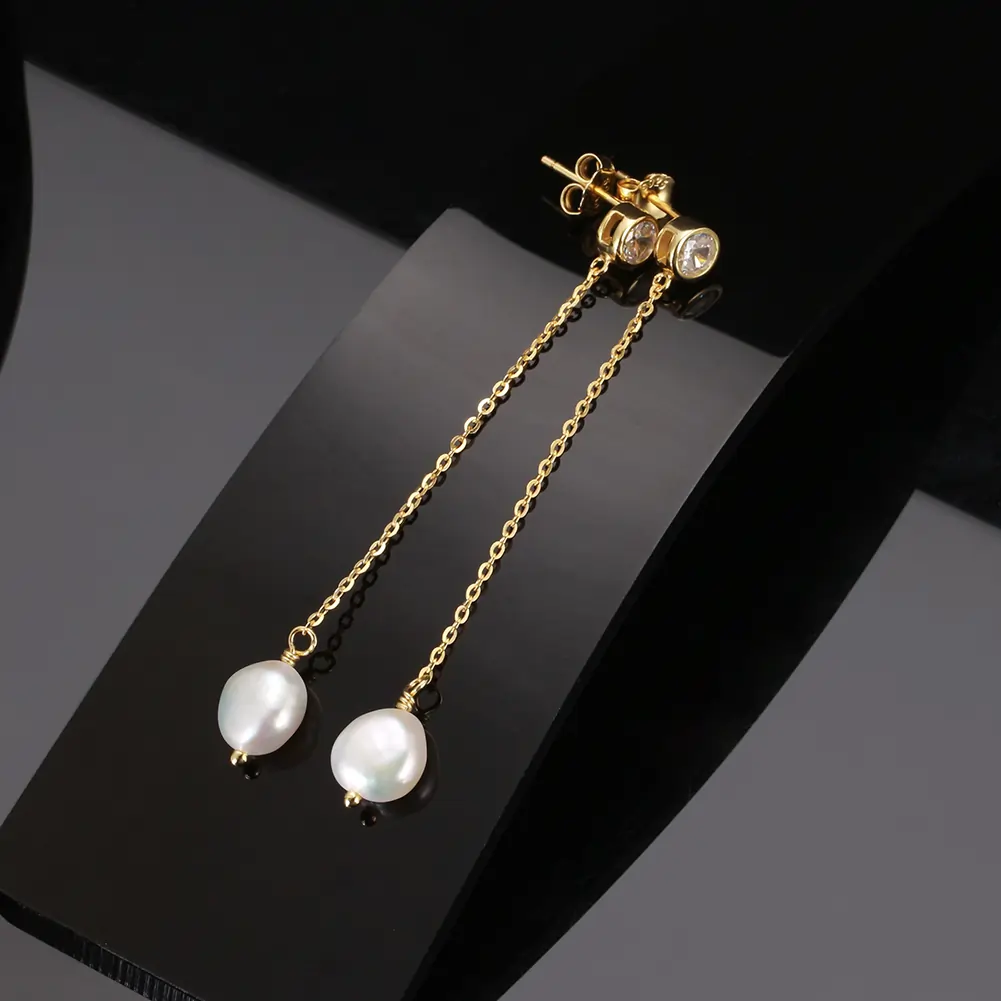Cercei din Argint Elegant Pearlesque Drops [2]