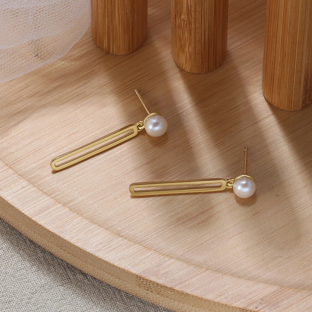 Cercei din Argint Gold Bar Pearl [2]