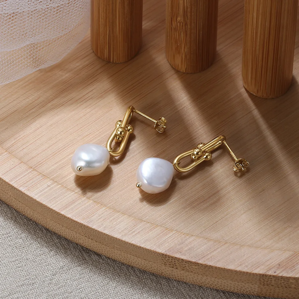Cercei din Argint Gold Pearl Link [4]