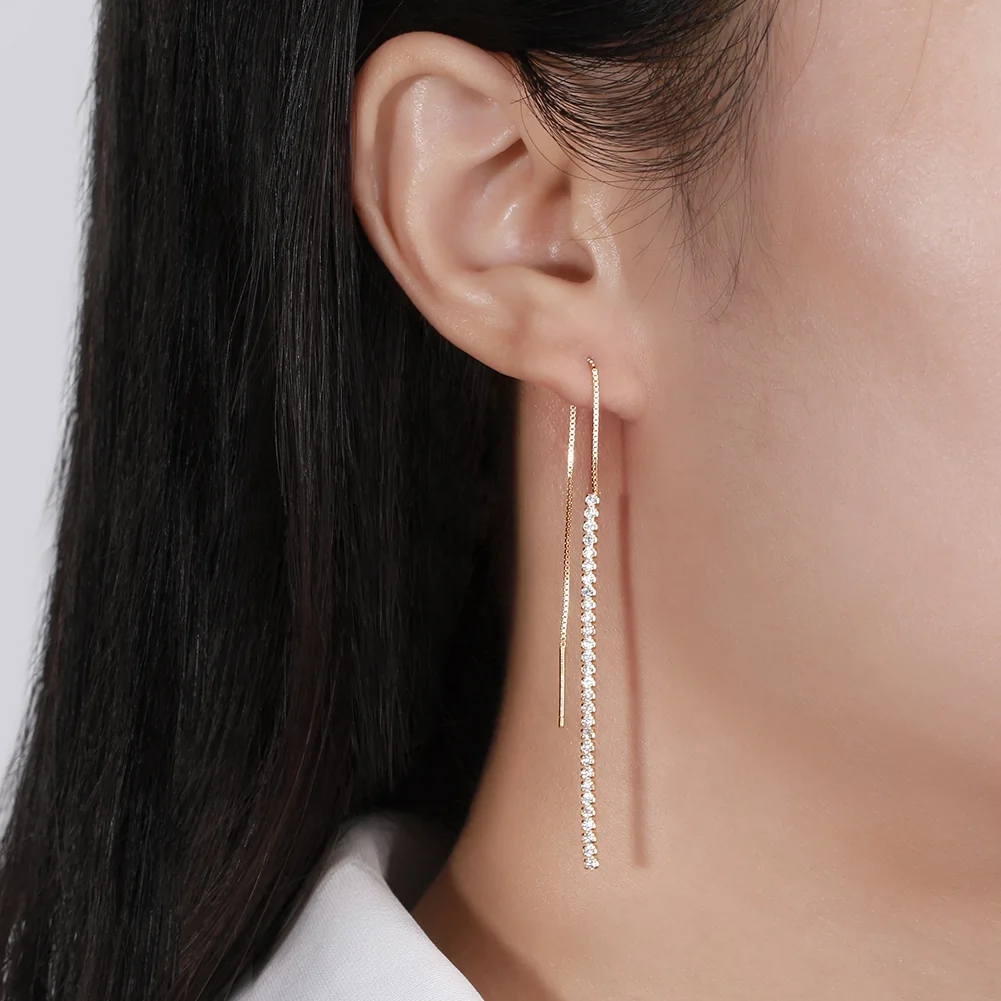 Cercei din Argint Golden Glitter Threads [3]