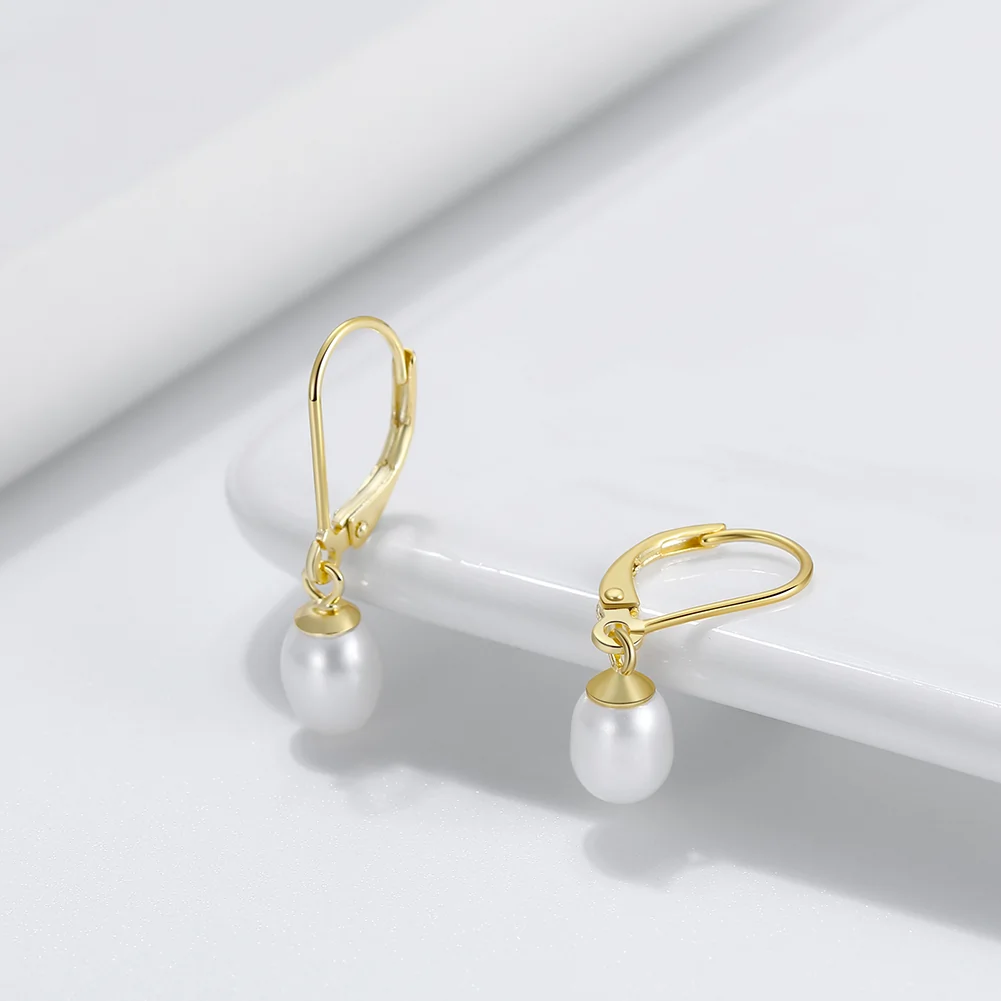 Cercei din Argint Golden Pearl Drops [3]
