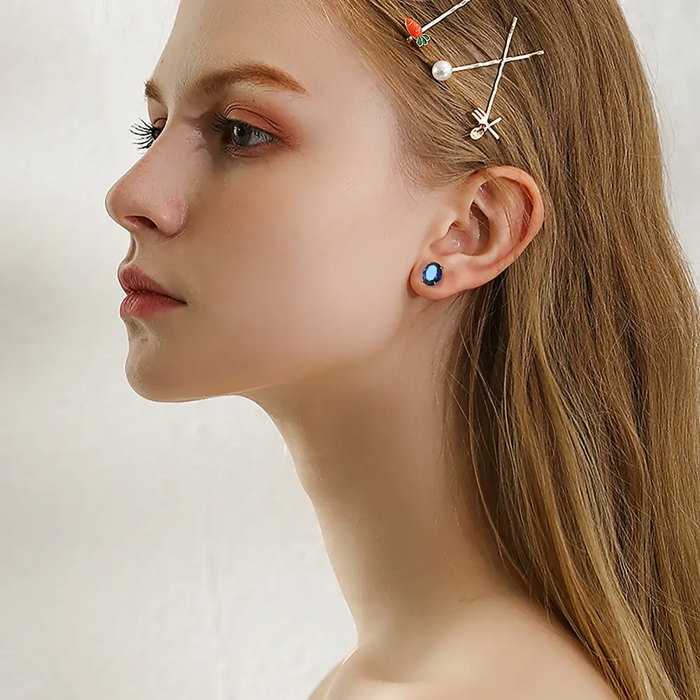Cercei din Argint Halo Brilliance Studs Blue [5]