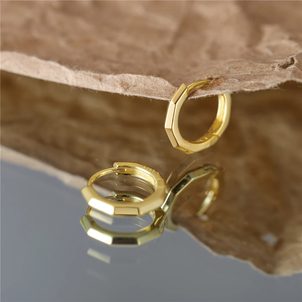 Cercei din argint Huggie Auriu [3]