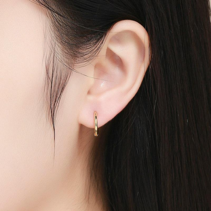 Cercei din argint Huggie Hoop Gold [2]