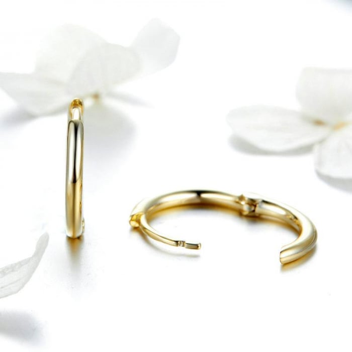 Cercei din argint Huggie Hoop Gold [5]