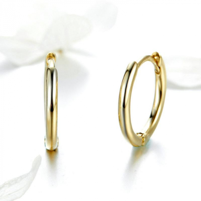 Cercei din argint Huggie Hoop Gold [4]