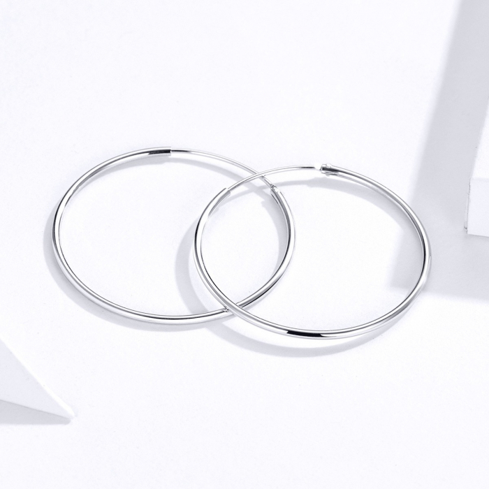 Cercei din argint Medium Round Hoop [4]