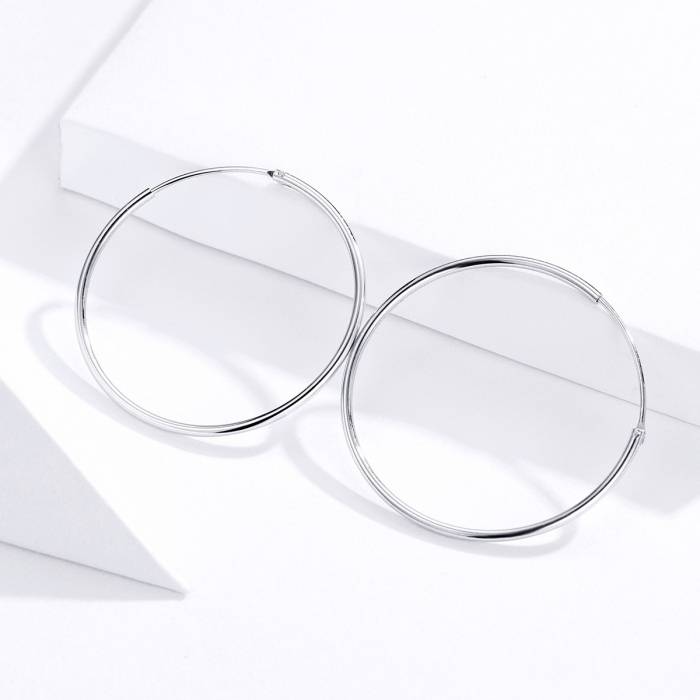 Cercei din argint Medium Round Hoop [5]