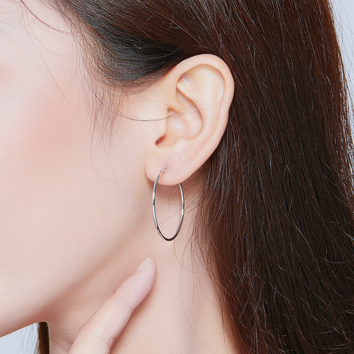 Cercei din argint Medium Round Hoop [2]