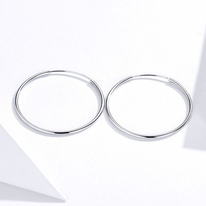 Cercei din argint Medium Round Hoop [3]