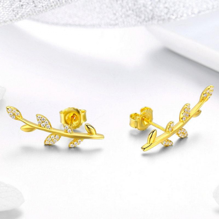 Cercei din argint Olive Branch Gold [3]