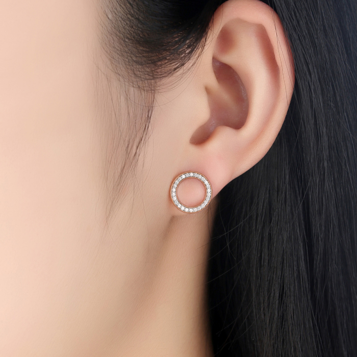 Cercei din argint Open Circle Rose [2]