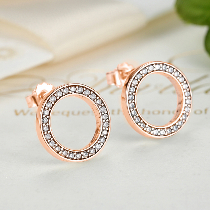 Cercei din argint Open Circle Rose [3]