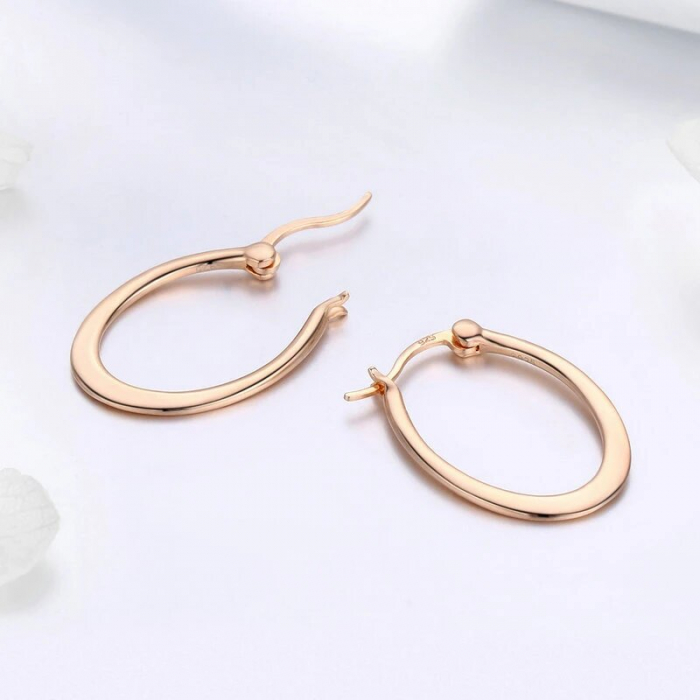 Cercei din argint Oval Hoop Rose [4]