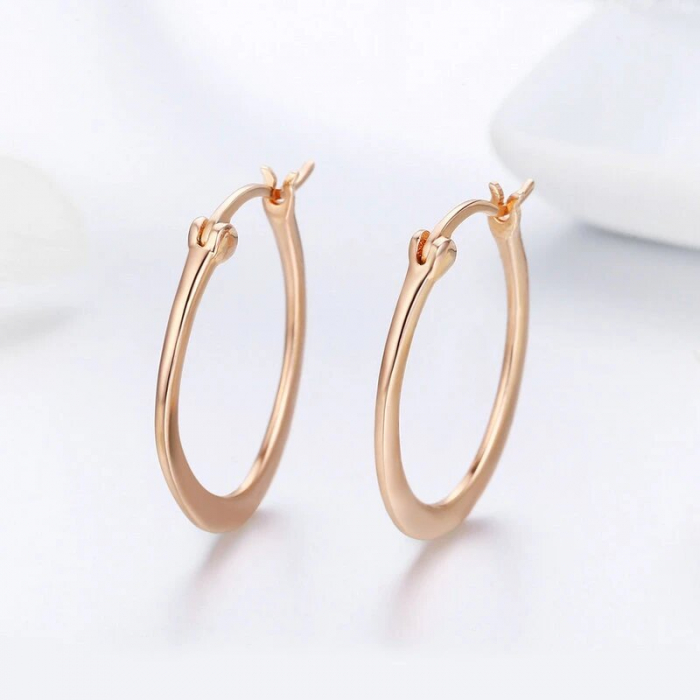 Cercei din argint Oval Hoop Rose [3]