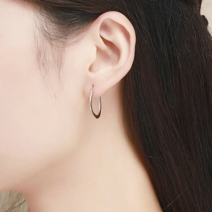 Cercei din argint Oval Hoop Rose [2]