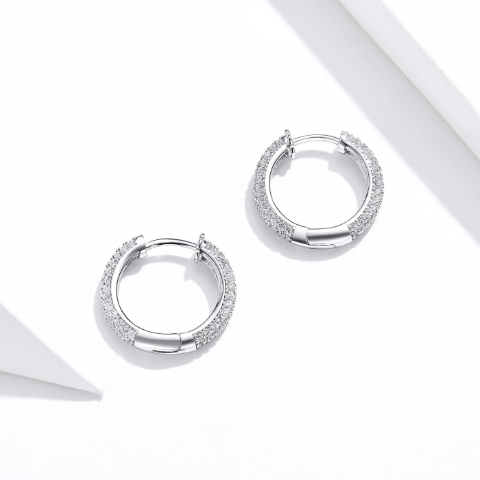 Cercei din argint Pave Lines Hoop [5]