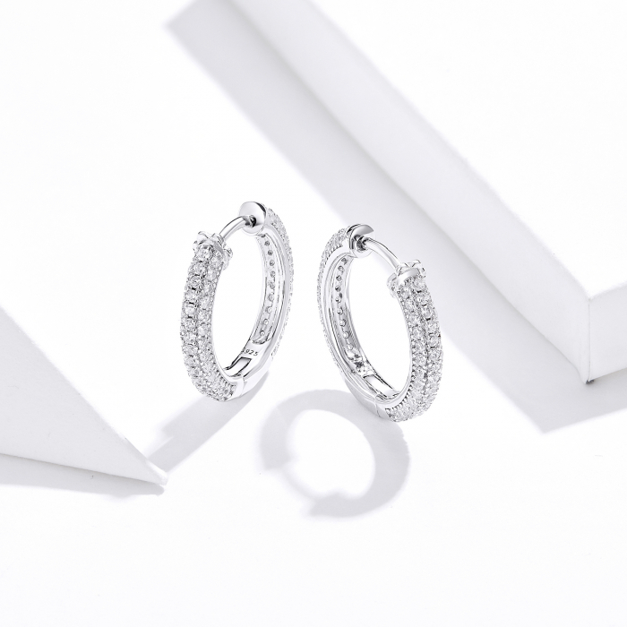 Cercei din argint Pave Lines Hoop [3]