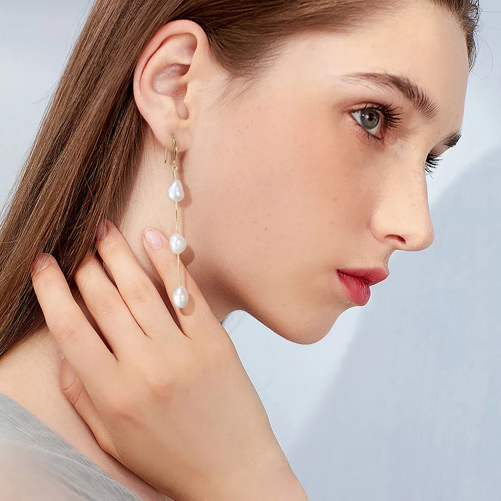 Cercei din Argint Pearl Cascade Elegance [3]