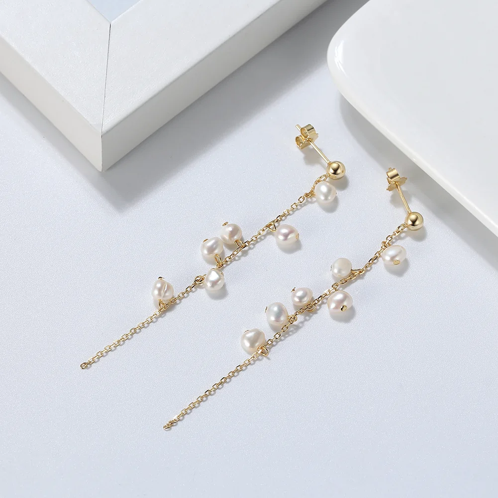 Cercei din Argint Pearl Dewdrop Garland [2]