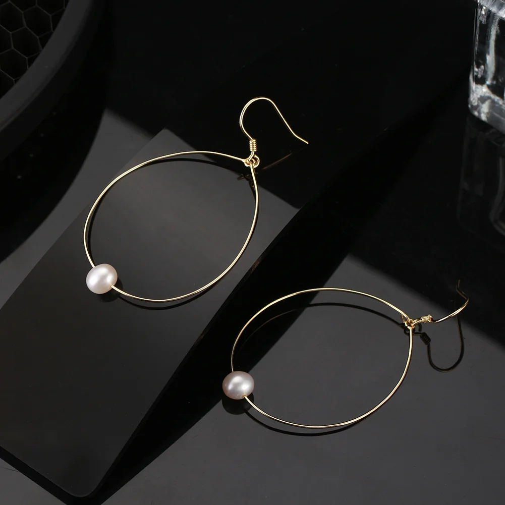 Cercei din Argint Pearl Orbit Hoops [2]