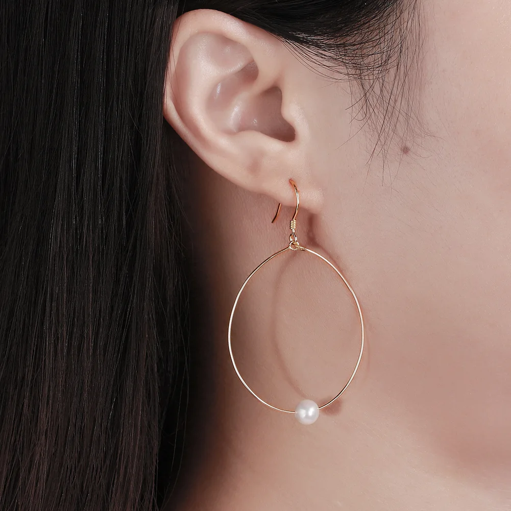 Cercei din Argint Pearl Orbit Hoops [3]