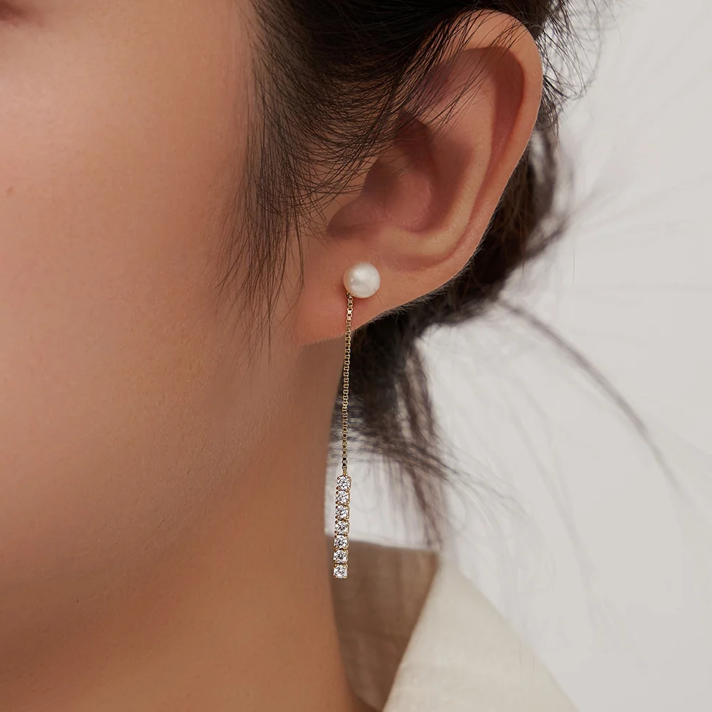 Cercei din Argint Pearl & Zircon Drop Gold [5]
