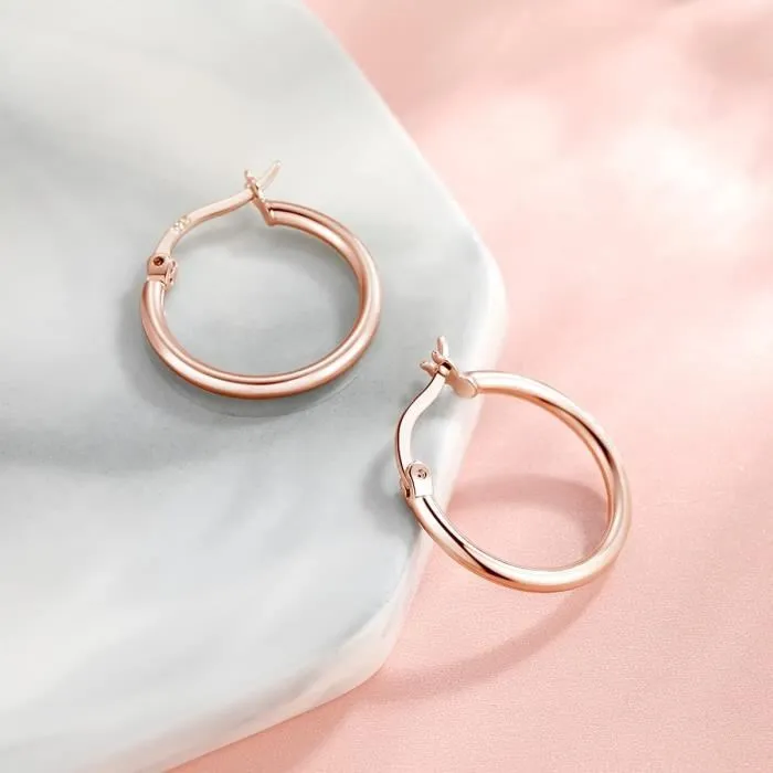 Cercei din Argint Rose Hoop Classics [2]
