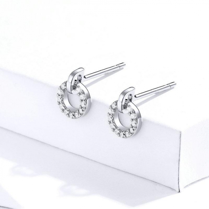 Cercei din argint Round Drop Studs [3]