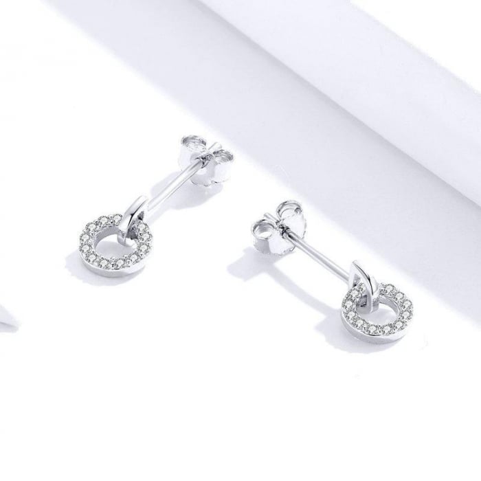 Cercei din argint Round Drop Studs [4]