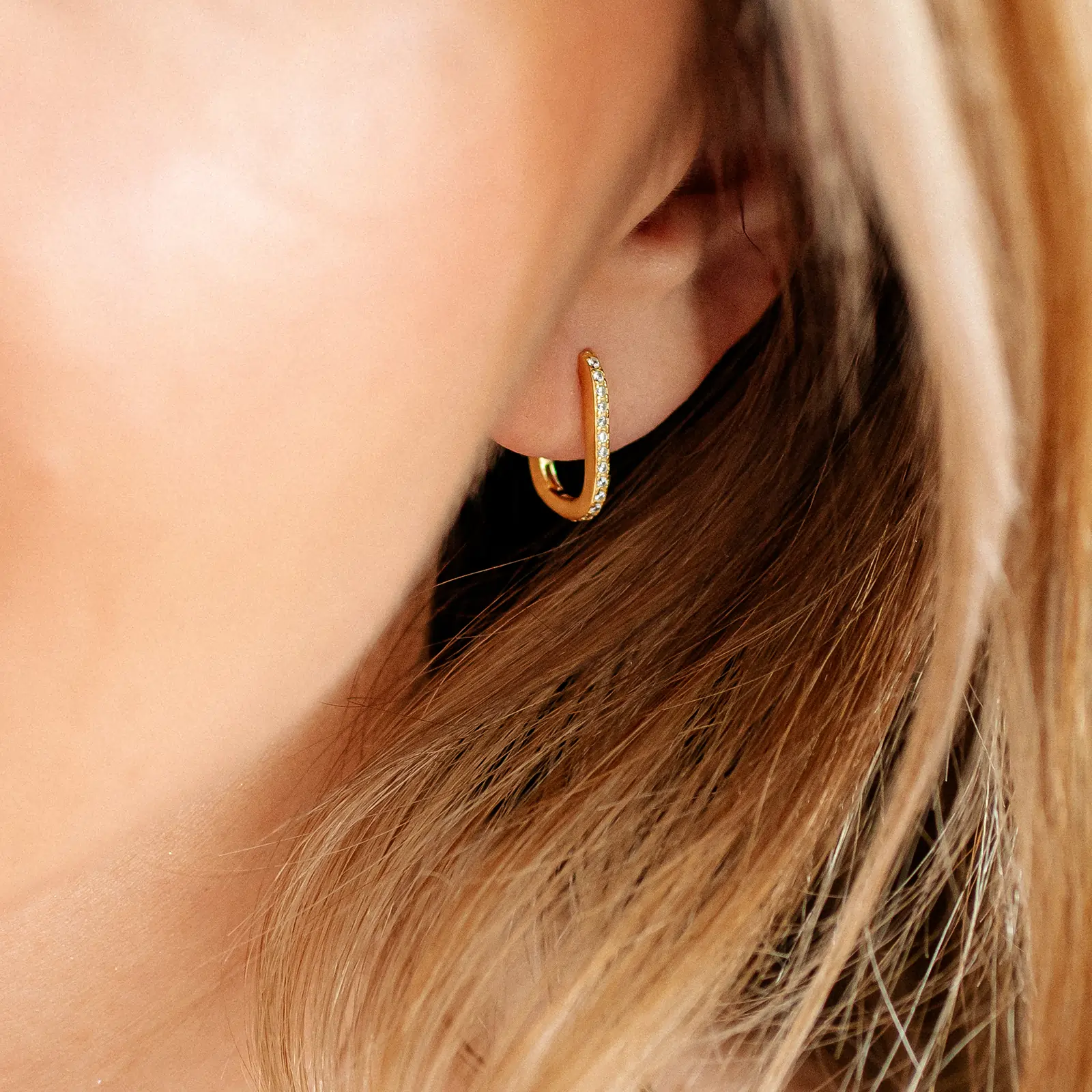 Cercei din Argint Sparkle Essence Hoops Gold [4]