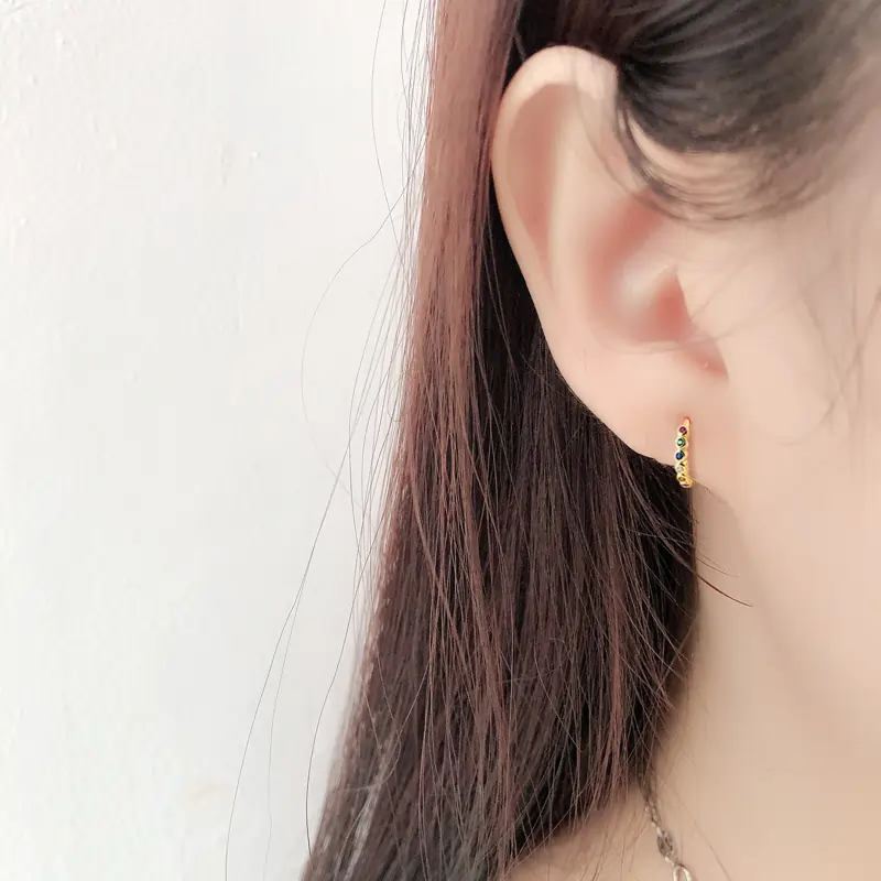 Cercei din Argint Spectrum Hoops Gold [3]