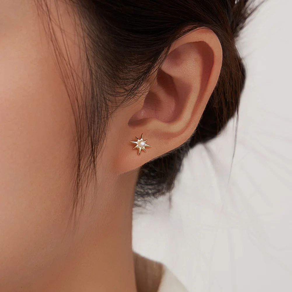 Cercei din Argint Starburst Pearl Stud Earrings [3]