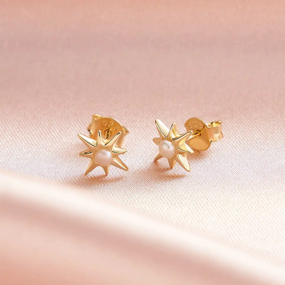 Cercei din Argint Starburst Pearl Stud Earrings [2]