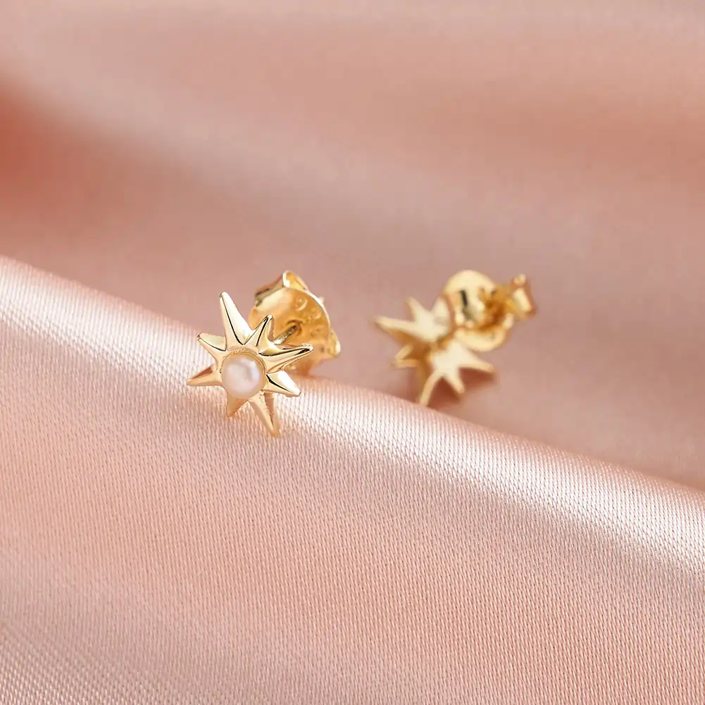 Cercei din Argint Starburst Pearl Stud Earrings [4]