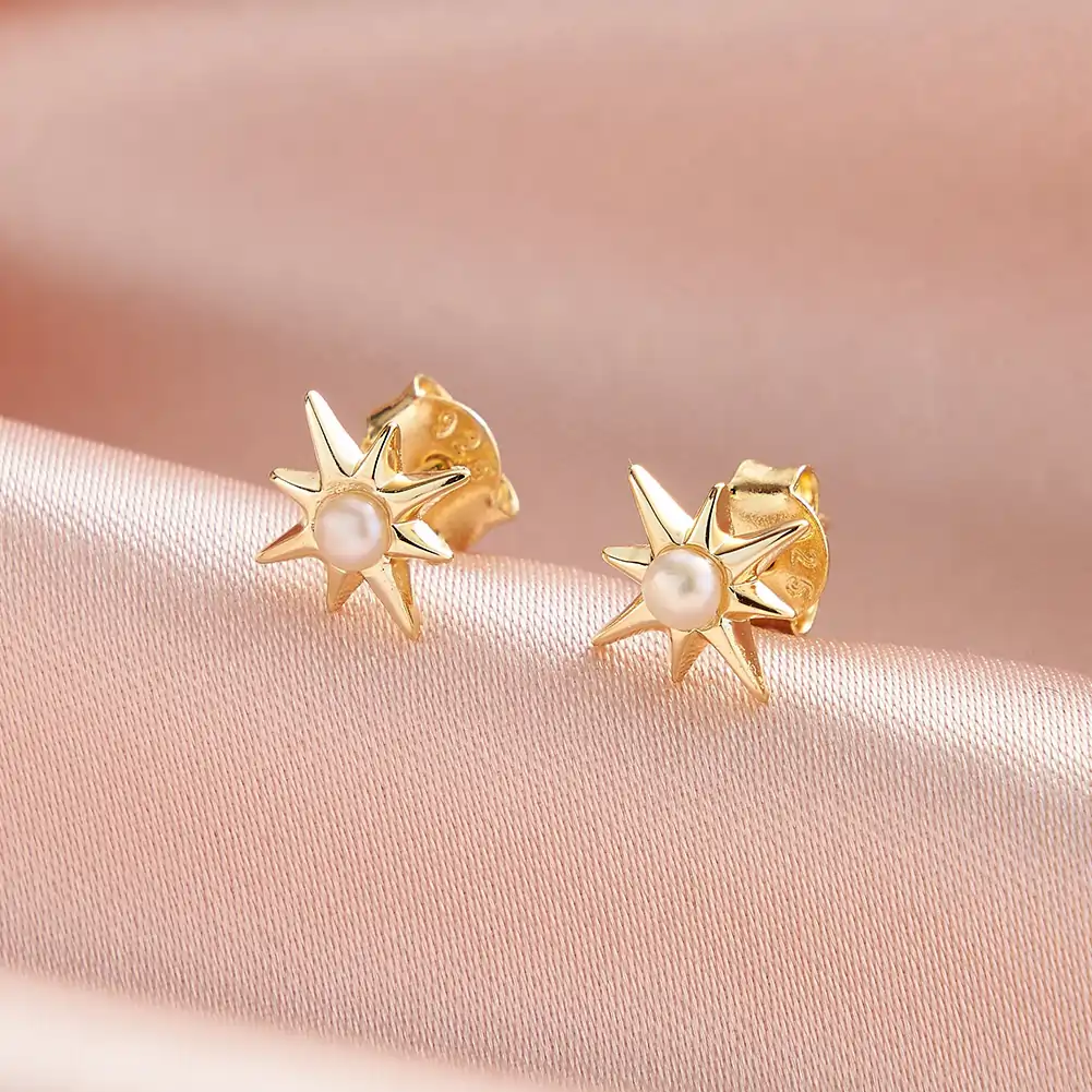 Cercei din Argint Starburst Pearl Stud Earrings [5]