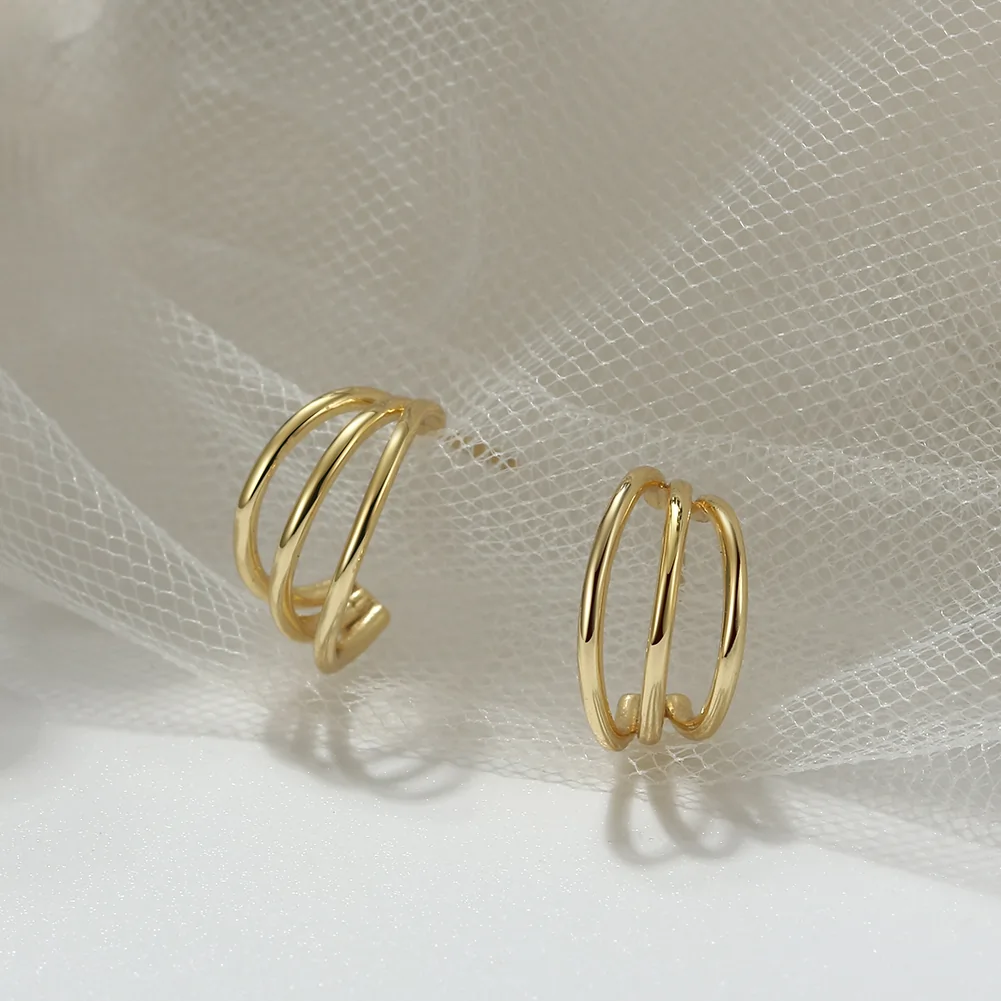 Cercei din Argint Triple Hoop Gold [2]