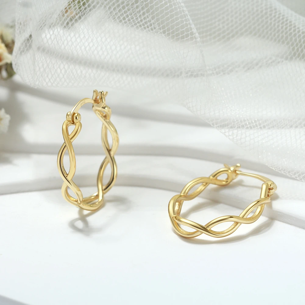 Cercei din Argint Twisted Golden [2]