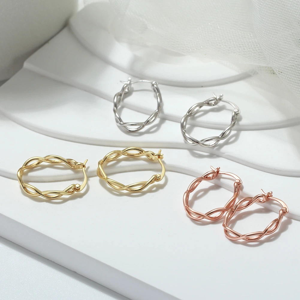 Cercei din Argint Twisted Rose Gold [3]