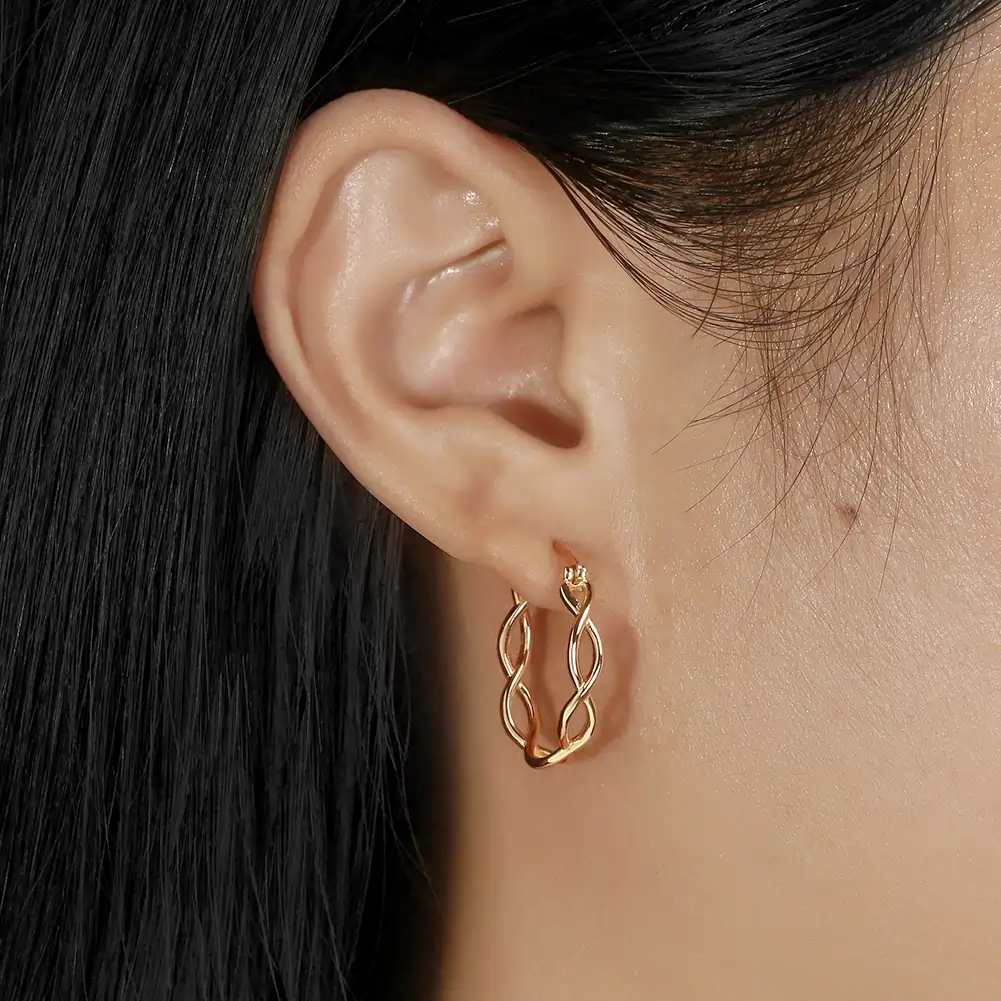 Cercei din Argint Twisted Rose Gold [2]